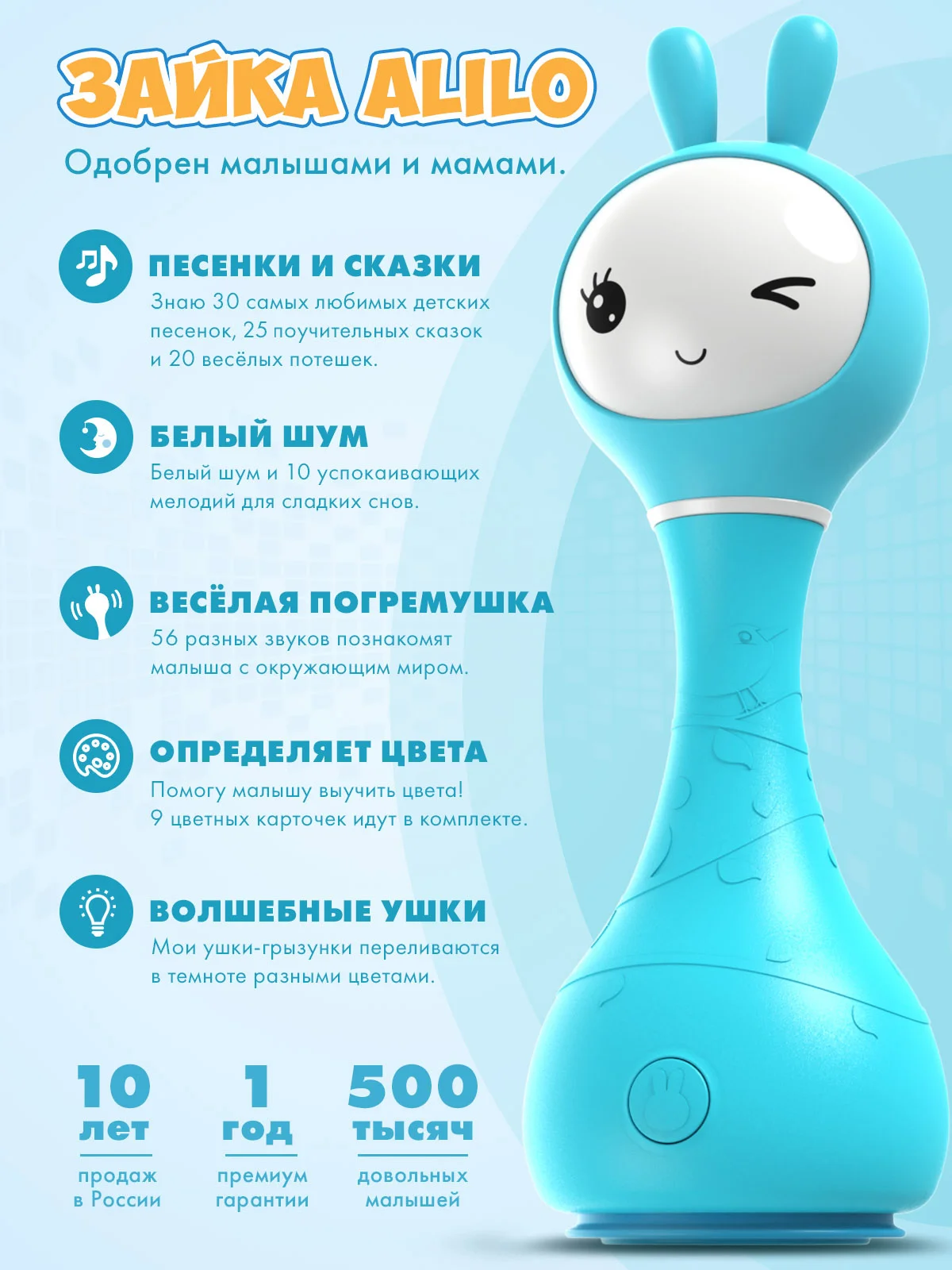 Желтый интерактивная обучающая музыкальная игрушка Умный зайка alilo R1 c распознаванием цветов