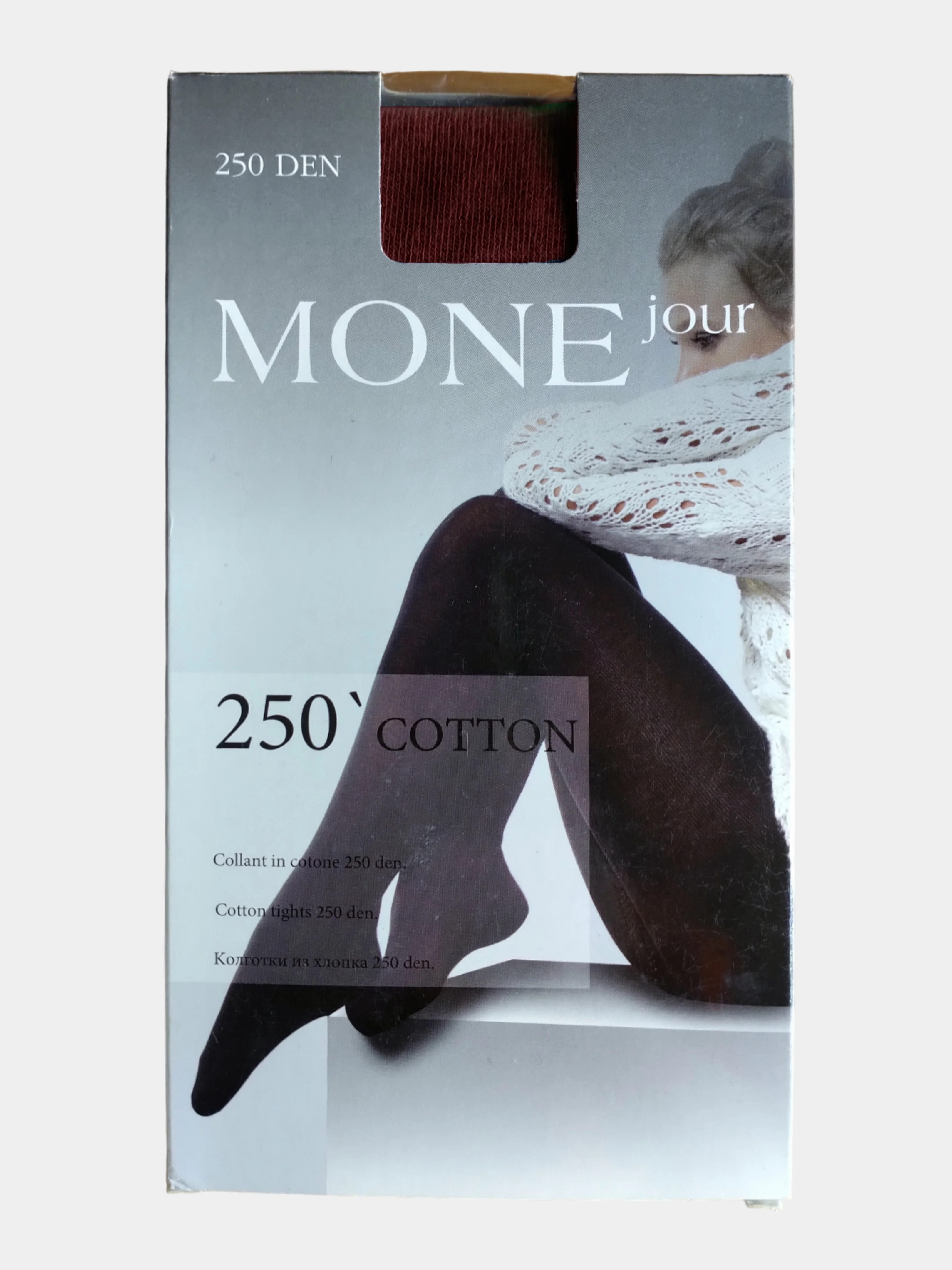 Коричневый колготки теплые хлопковые MONEjour Cotton 250 DEN