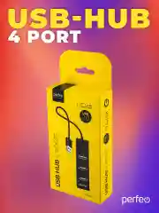 Черный разветвитель хаб USB-HUB Perfeo 4 Port, (PF-H045)