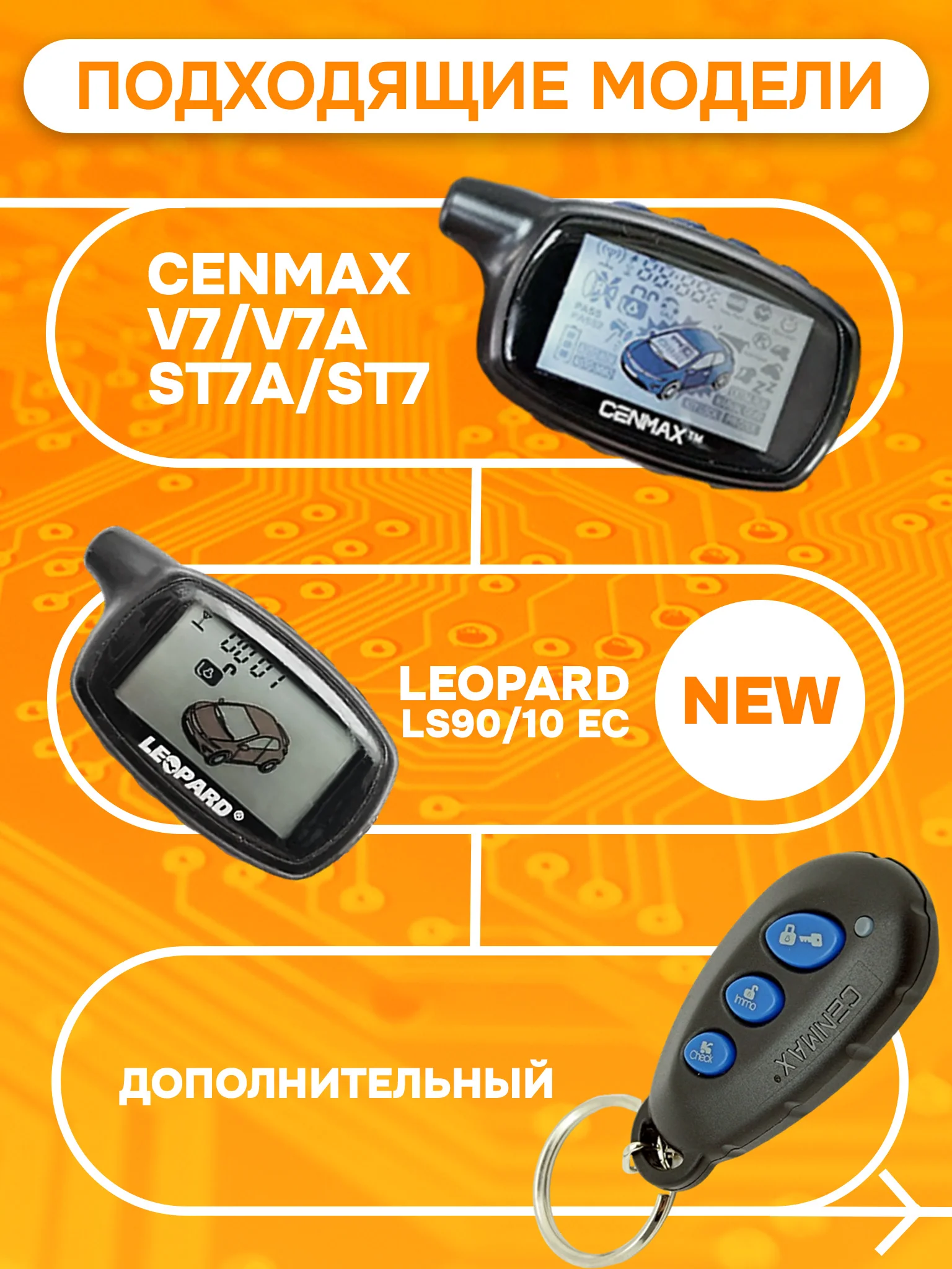 Брелок ON подходящий для моделей Leopard LS 90/10 EC New и Cenmax ST7A V7A с ЖК дисплеем
