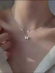 Цепочка двойная с подвеской бабочки, колье женское