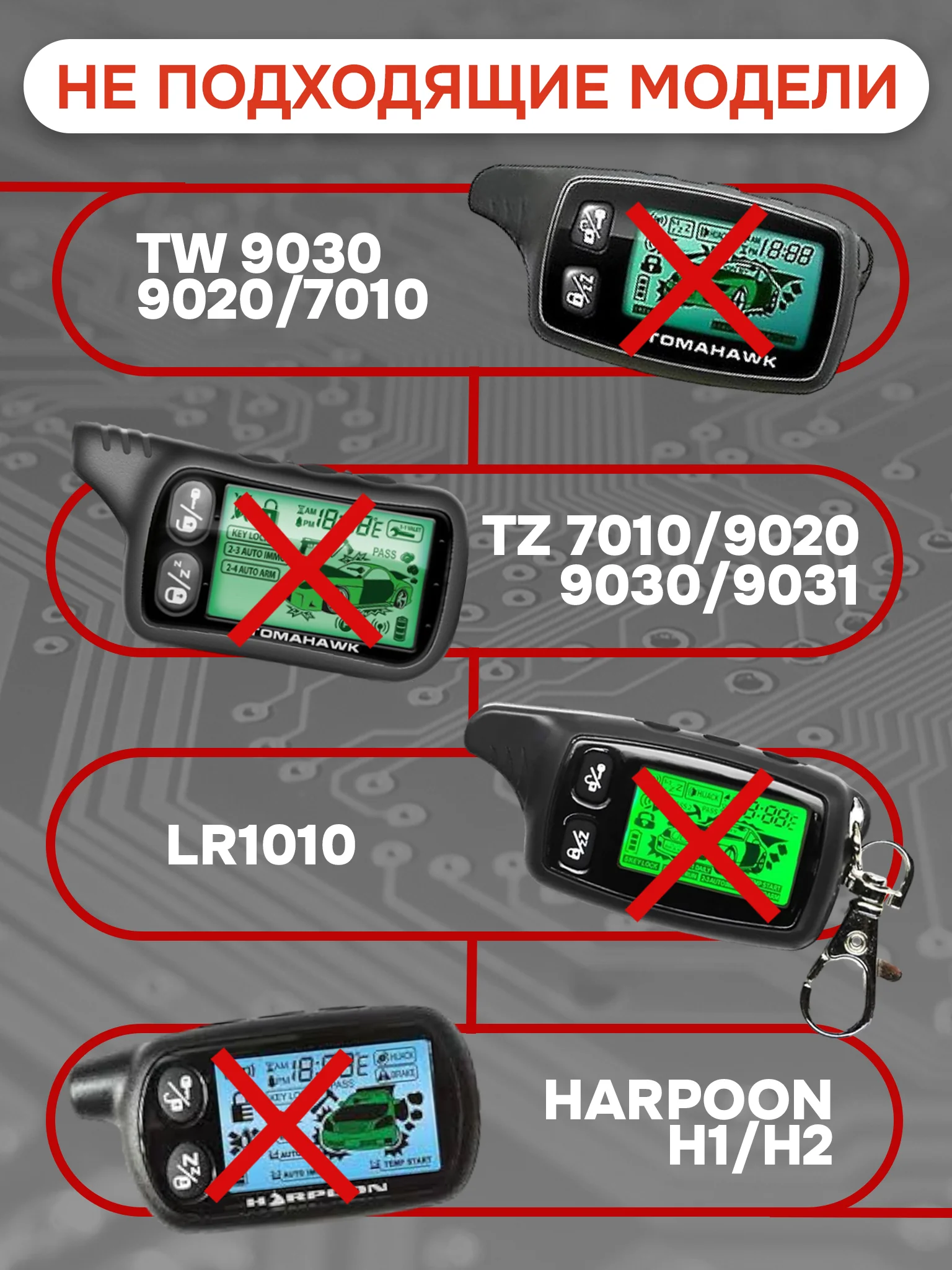 Брелок ON подходящий для Томагавк ТВ 9010, Tomahawk TW TZ 9010 TW9000 TW7000 LR950