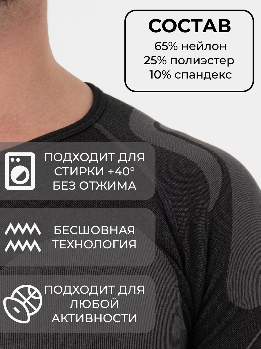 Зеленый термобелье мужское бесшовное термо белье спортивное, кальсоны 2 в 1