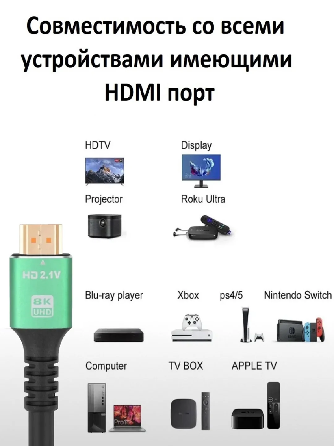 Кабель HDMI v2.1  5 м 8K сверхскоростной провод 48 Гбит/с