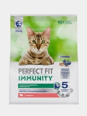 Сухой корм Perfect Fit Immunity для иммунитета кошек говядина, семяна льна, голубика 1.1кг