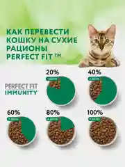 Сухой корм Perfect Fit Immunity для иммунитета кошек, индейка, спирулина и клюква, 580г