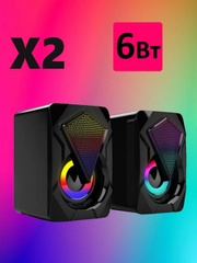 Колонки для компьютера и ноутбука X2, компьютерные колонки с подсветкой RGB