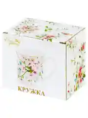Кружка 380 мл 12,3х9х9 см Elan Gallery Яблоневый цвет на белом