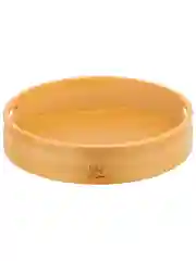 Деревянный круглый поднос с бортиками и ручками, 25х25х5 см