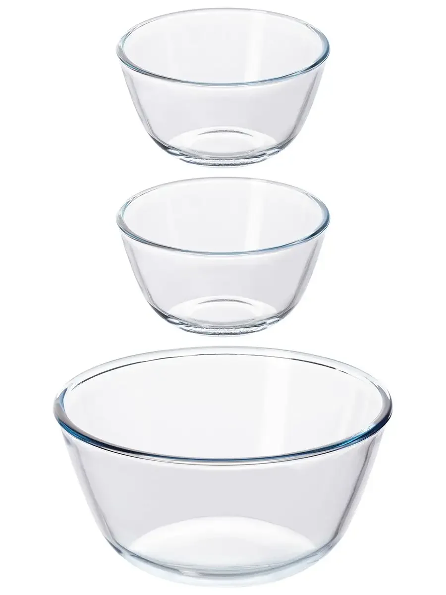 Набор 3 салатников "Crystal glass", 1,6 л и 500 мл