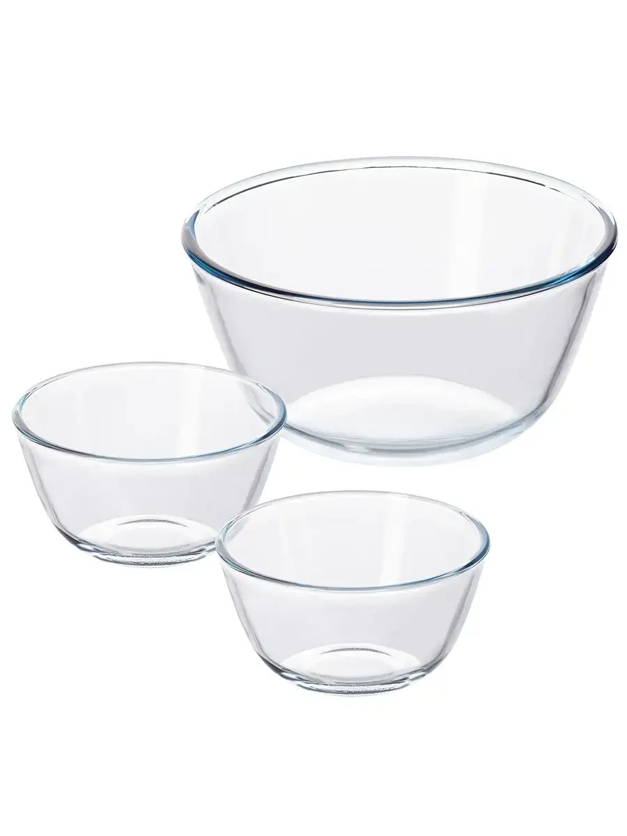 Набор 3 салатников "Crystal glass", 1,6 л и 500 мл