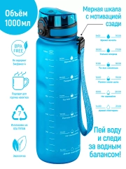Бутылка для воды 1000 мл Elan Gallery Style Matte с углубл д/п аквамар-морская волна