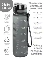 Бутылка для воды 1000 мл Elan Gallery Style Matte с углубл для пальцев серая
