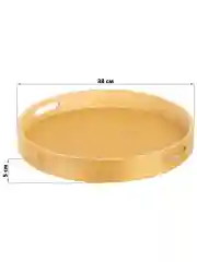 Деревянный круглый поднос с бортиками и ручками, 38х38х5 см