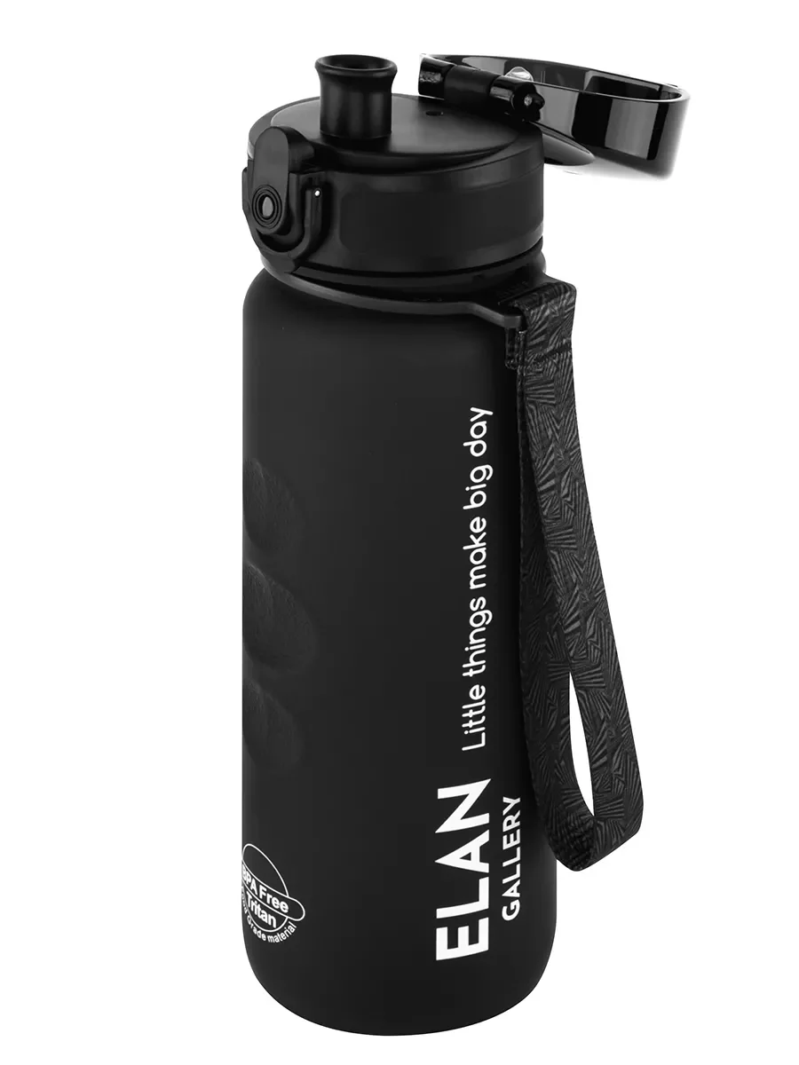 Бутылка для воды 500 мл Elan Gallery Style Matte, с углублениями для пальцев, черная