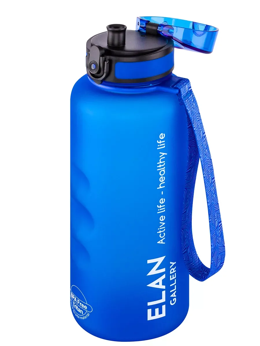 Бутылка для воды 1,5 л Elan Gallery Style Matte, с углублениями для пальцев, небесная