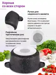 Кастрюля 2 л Elan Gallery ГАРМОНИЯ ВКУСА Черный мрамор с крышкой D18