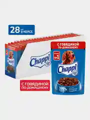 Влажный корм для собак Chappi «Сытный мясной обед. С говядиной по-домашнему», 28 шт по 85г