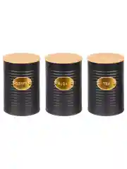 Набор 3 банок для сыпучих продуктов 900 мл 10*10*14,5 см "Tea, coffee, sugar" с крышками