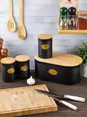 Набор 3 банок для сыпучих продуктов 900 мл 10*10*14,5 см "Tea, coffee, sugar" с крышками