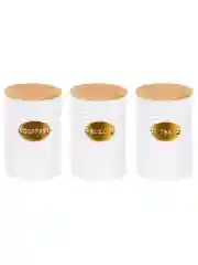Набор 3 банок для сыпучих продуктов 900 мл 10*10*14,5 см "Tea, coffee, sugar", с крышками