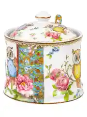 Сахарница 250 мл Elan Gallery Совушки, 9х9х10 см, с ложкой, с крышкой