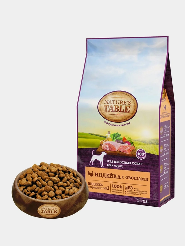 Сухой корм для взрослых собак всех пород Nature’s Table™ Индейка с овощами, 2.3кг