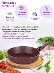 Сковорода глубокая 24см Elan Gallery ГАРМОНИЯ ВКУСА Рубин с крышкой D24, со съёмной ручкой
