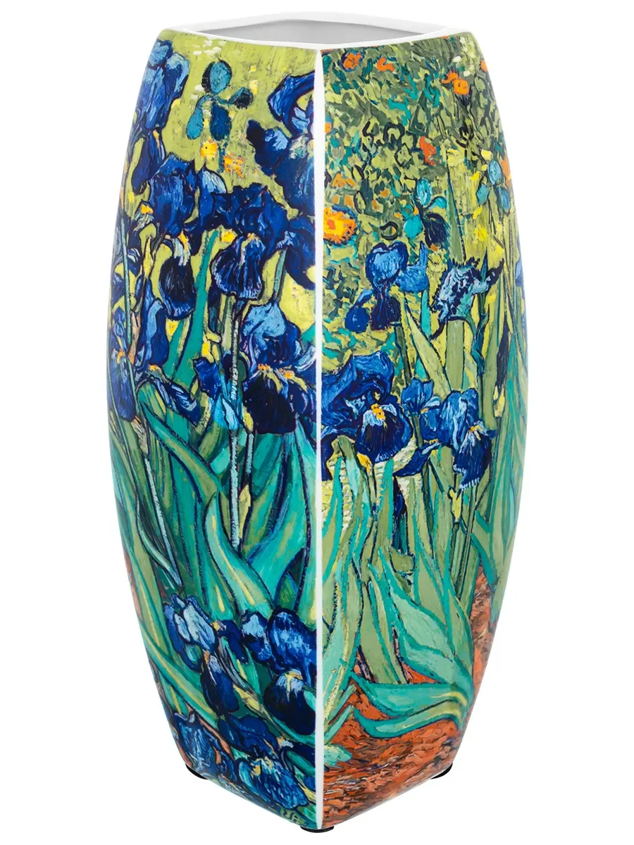 Ваза 3 л 12,5х12,5х28 см Elan Gallery Ирисы, квадратная