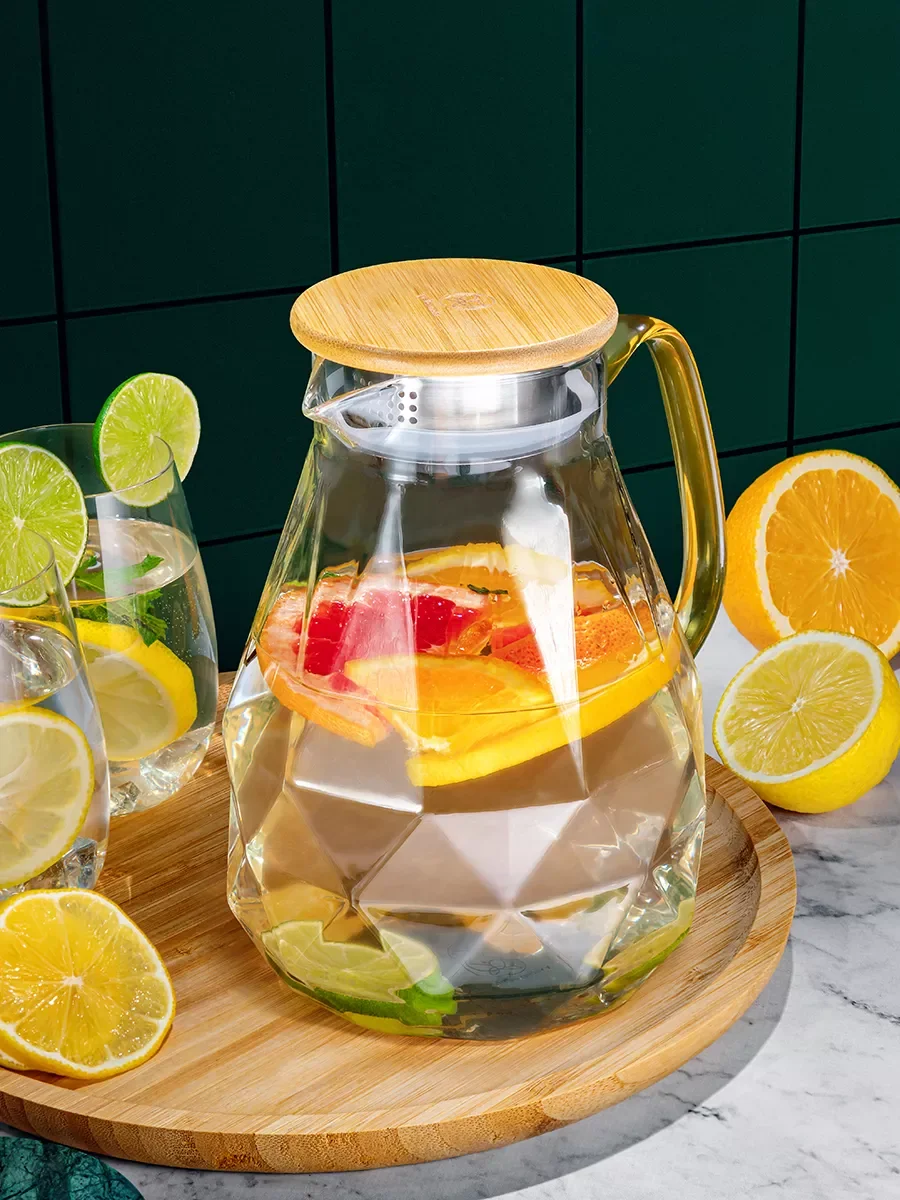 Кувшин 1,8 л Elan Gallery Crystal glass с бамбуковой крышкой с фильтром