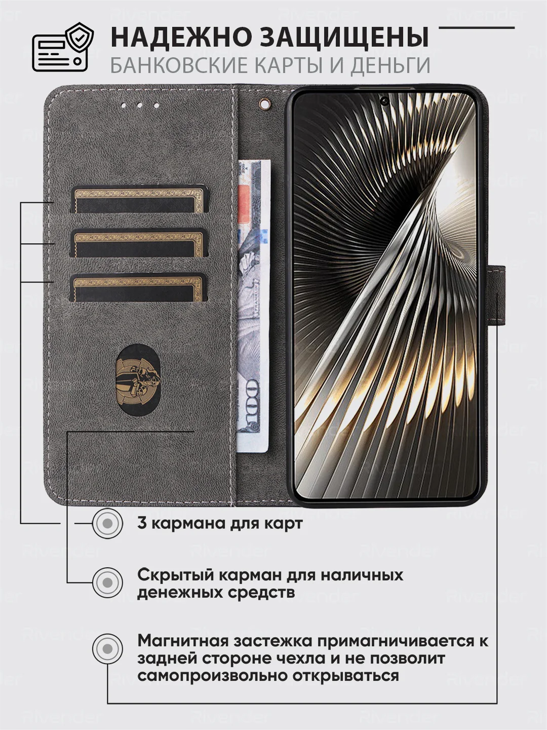 Чехол-книжка Xiaomi POCO F6 (Сяоми Поко Ф6) с магнитной застежкой