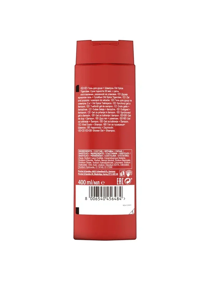 OLD SPICE мужской гель для душа + шампунь 3в1 Tiger Claw 400мл