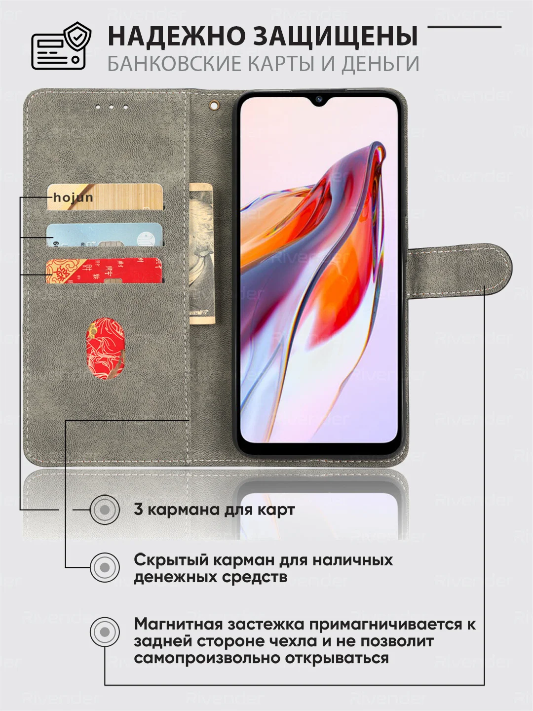 Чехол-книжка Xiaomi Redmi 12C (Сяоми Редми 12С) с магнитной застежкой