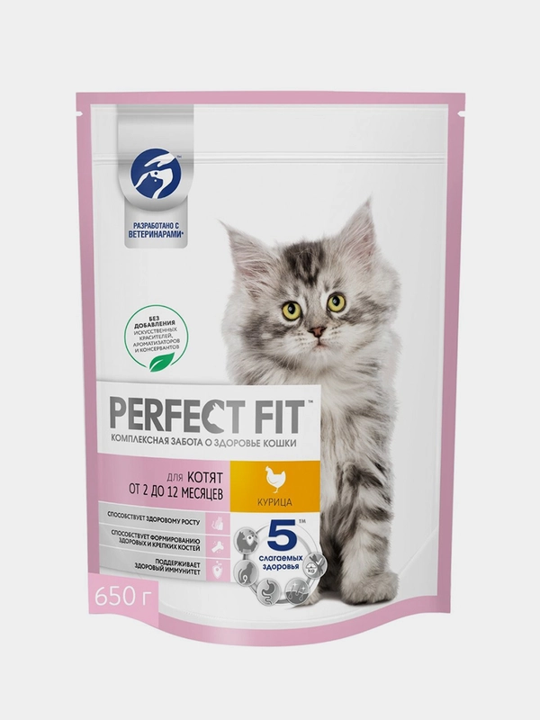 Cухой полнорационный корм PERFECT FIT™ для котят от 2 до 12 месяцев, с курицей, 650 г
