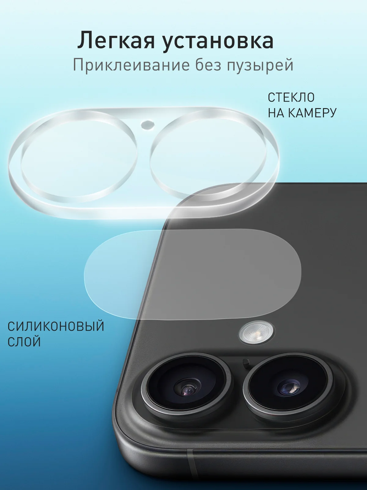 Прозрачный 1-2 шт стекло на камеру для iPhone 16, 16 Plus защитное ROSCO, закаленное, прозрачное