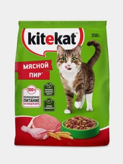 Сухой полнорационный корм KITEKAT™ для взрослых кошек «Мясной Пир», 350г