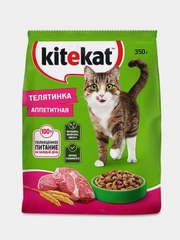 Сухой полнорационный корм KITEKAT™ для взрослых кошек «Телятинка Аппетитная», 350г