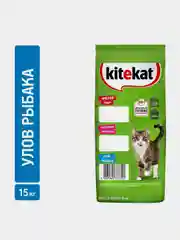 Сухой полнорационный корм KITEKAT™ для взрослых кошек «Улов Рыбака», 15кг