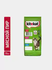 Сухой полнорационный корм KITEKAT™ для взрослых кошек «Мясной Пир», 15кг