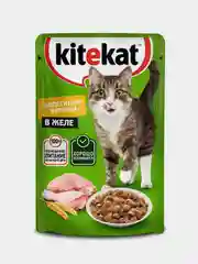 Влажный корм KITEKAT™ для кошек со вкусом курицы в желе «Аппетитная курочка», 28 шт по 85г