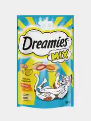 Лакомство Dreamies™ MIX для взрослых кошек, с лососем и сыром, 60г