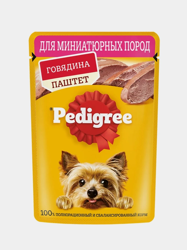 Влажный корм PEDIGREE® для миниатюрных пород, паштет с говядиной, 28x80г