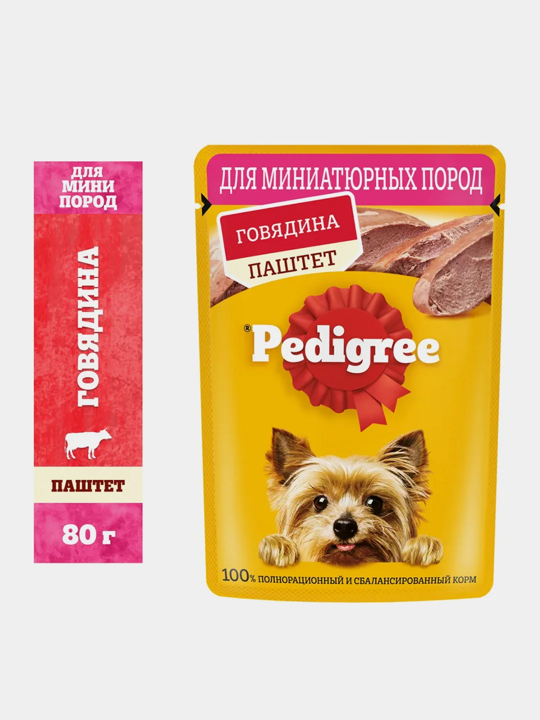 Влажный корм PEDIGREE® для миниатюрных пород, паштет с говядиной, 28x80г