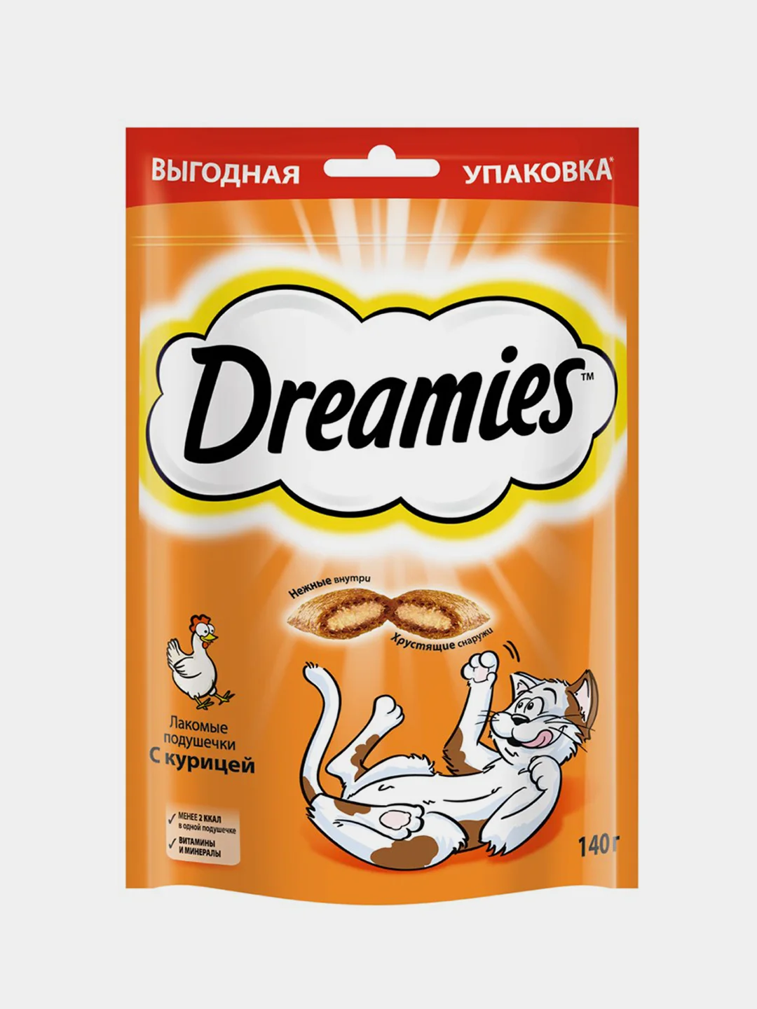 Лакомство для кошек Dreamies подушечки с курицей, 140г
