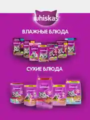 Сухой корм WHISKAS® для стерилизованных кошек, с курицей и вкусными подушечками, 5кг
