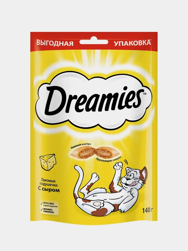 Лакомство для кошек Dreamies подушечки с сыром, 140г