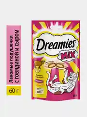 Лакомство Dreamies™ для взрослых кошек с говядиной и сыром «MIX (Микс) говядина, сыр», 60г