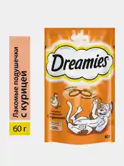 Лакомство для кошек Dreamies подушечки с курицей, 60г