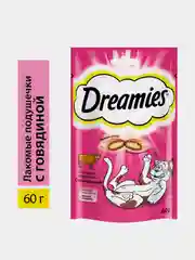 Лакомство для кошек Dreamies подушечки с говядиной, 60г