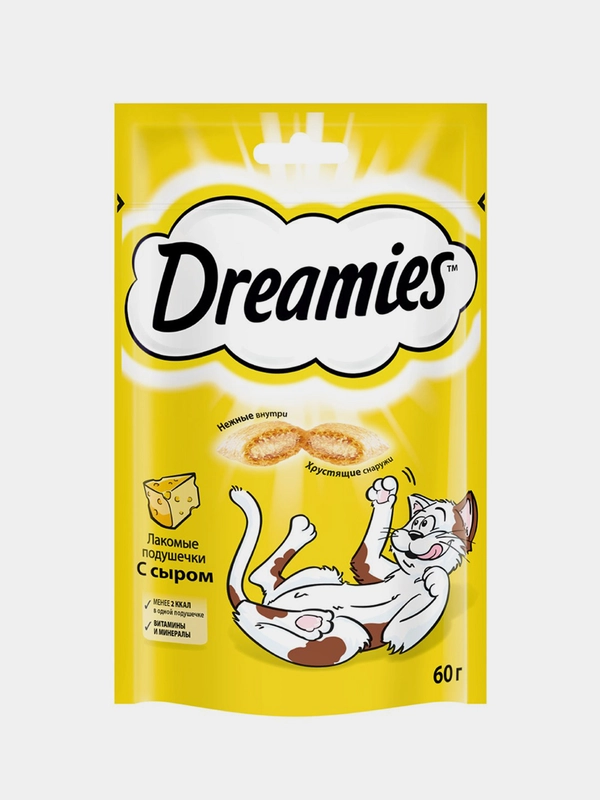 Лакомство для кошек Dreamies подушечки с сыром, 60г